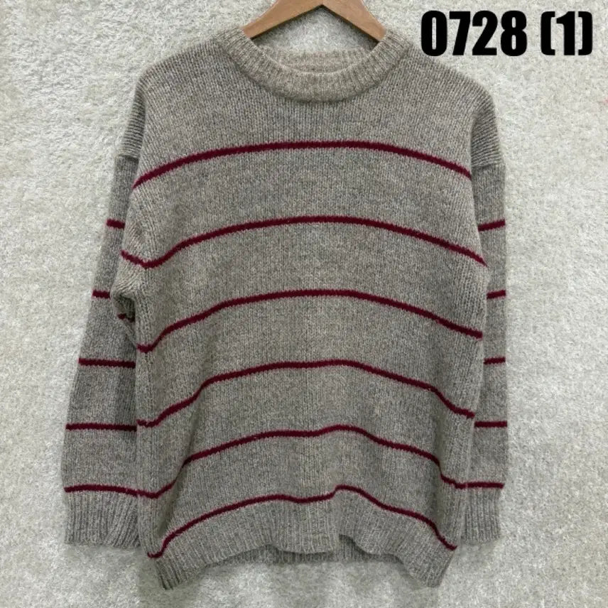 [BUNJANG] Republic Solid Stripe Knit Sweater / 리퍼블릭 단색 줄무늬 니트 스웨터