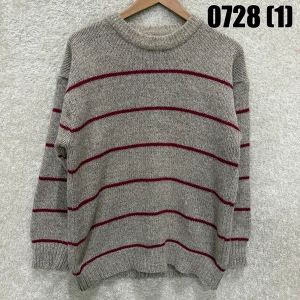 [BUNJANG] Republic Solid Stripe Knit Sweater / 리퍼블릭 단색 줄무늬 니트 스웨터