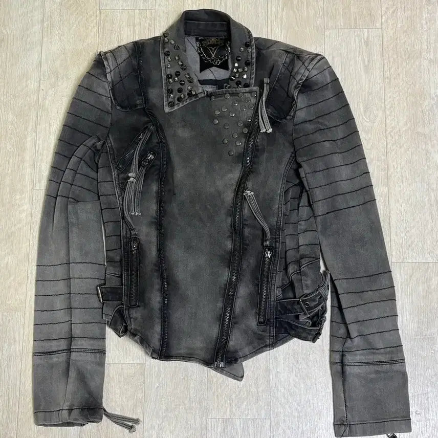 [BUNJANG] Jessi 00s Punk Gimmick Studded Washed Jacket / 제시 00s 펑크 기믹 스터드 워싱 자켓 pn6809
