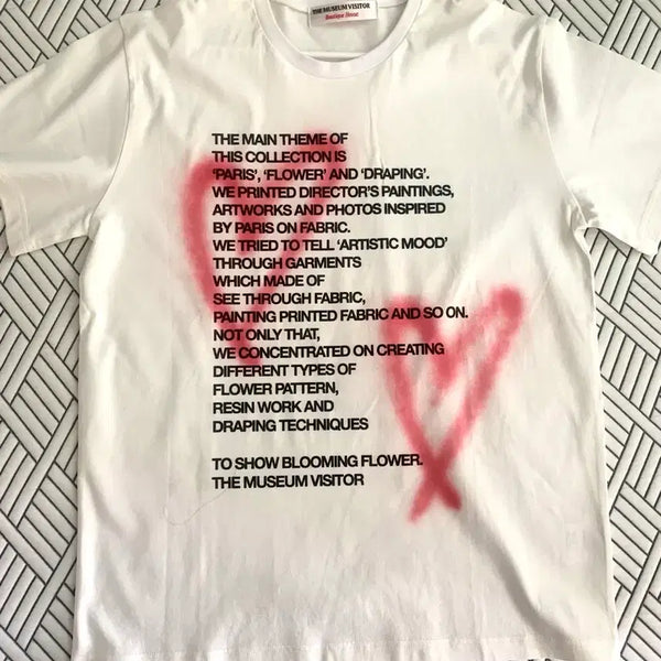 [BUNJANG] TheMuseumVisitor Heart Spray T-Shirt (Thin Version) / 더뮤지엄비지터 하트 스프레이 반팔티 L