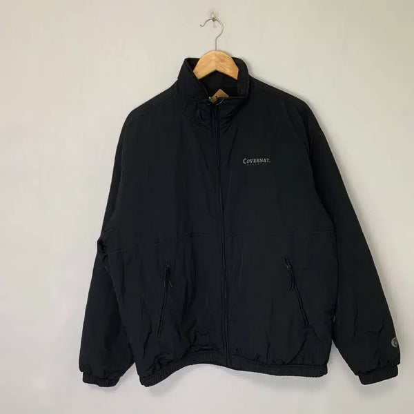 [BUNJANG] Covernat Back Logo Padded Style Windbreaker Jumper Old School Jacket Black Vintage / 커버낫 백로고 패딩st 바람막이 점퍼 올드스쿨 자켓 블랙 빈티지 L