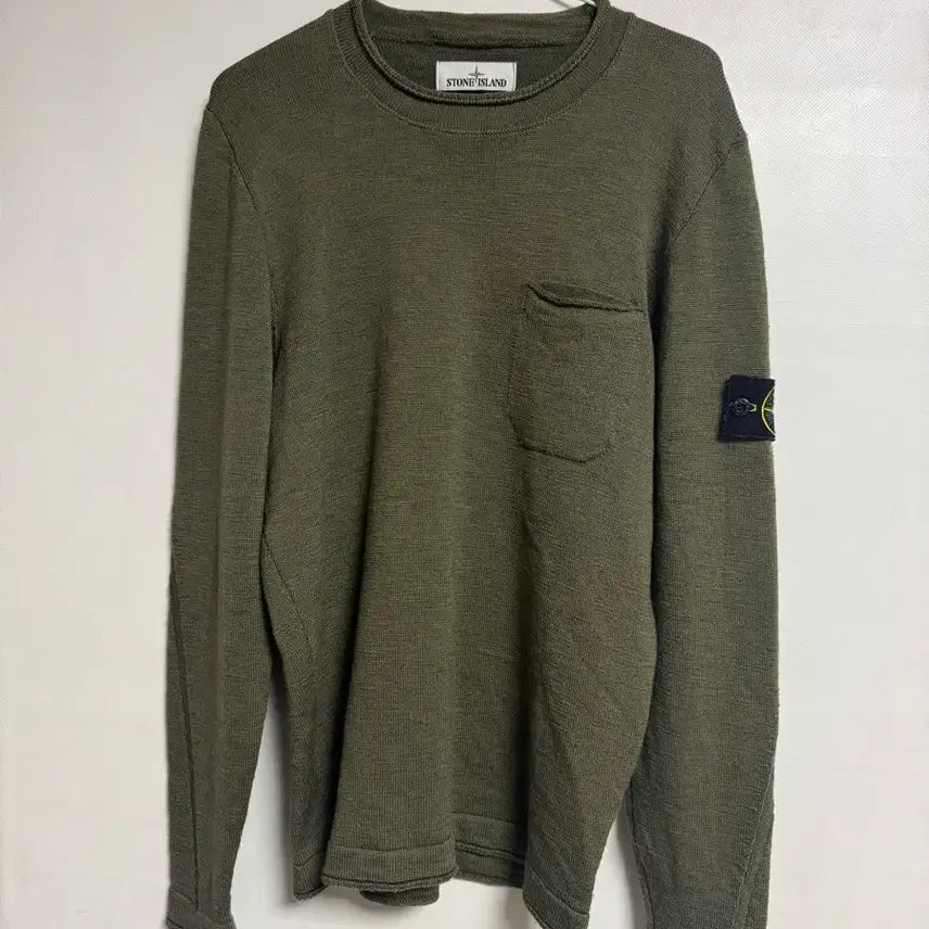 [BUNJANG] Stone Island Pocket Knit Olive Green / 스톤아일랜드 포켓 니트