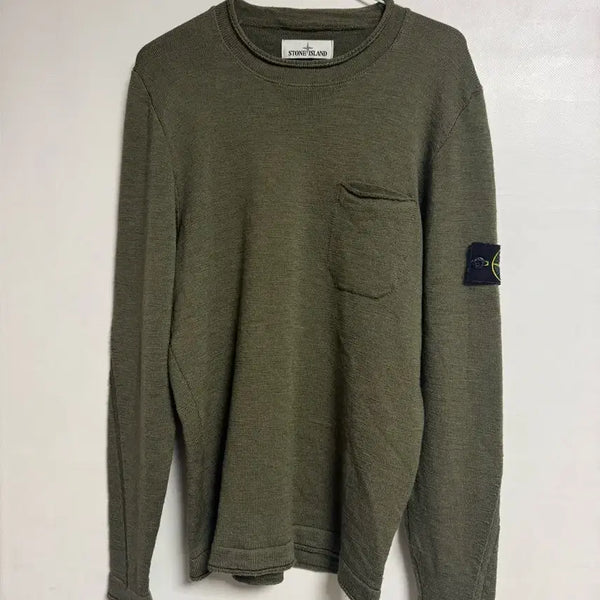 [BUNJANG] Stone Island Pocket Knit Olive Green / 스톤아일랜드 포켓 니트