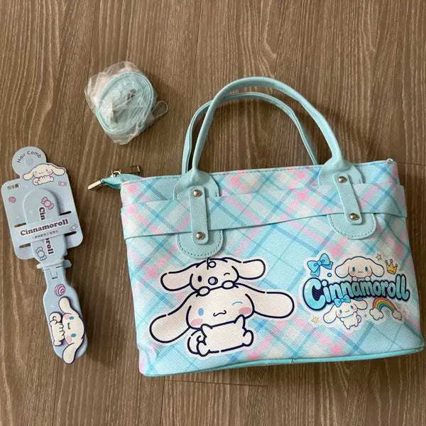 [BUNJANG] Cinnamoroll Plaid Tote Bag + Comb Set / 시나모롤 체크 무늬 토트백 + 빗 세트