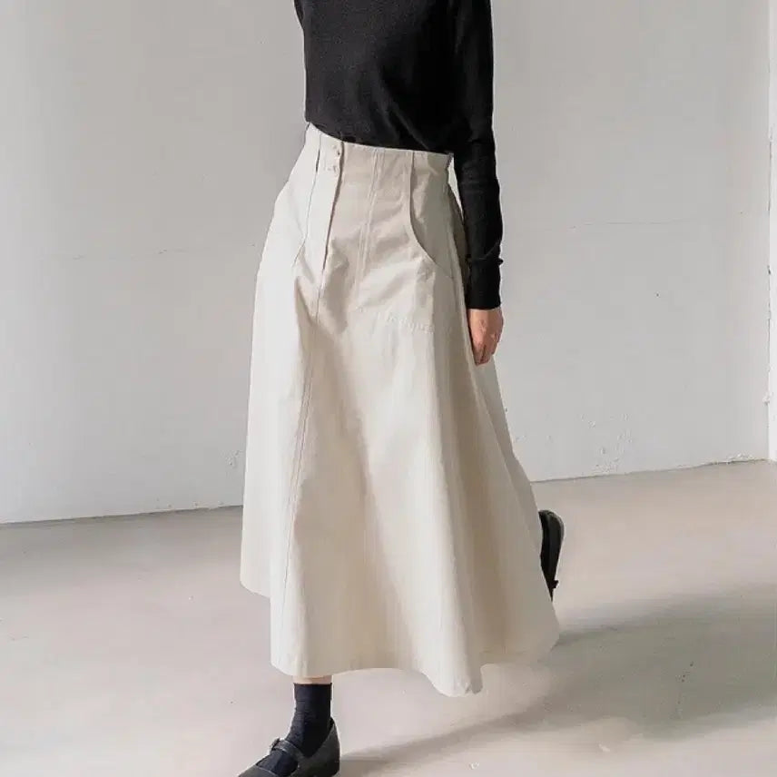 [BUNJANG] Eunoia Pocket Twill Cotton Flare Long Skirt M / 유노이아 포켓 트윌 코튼 플레어 롱스커트 M