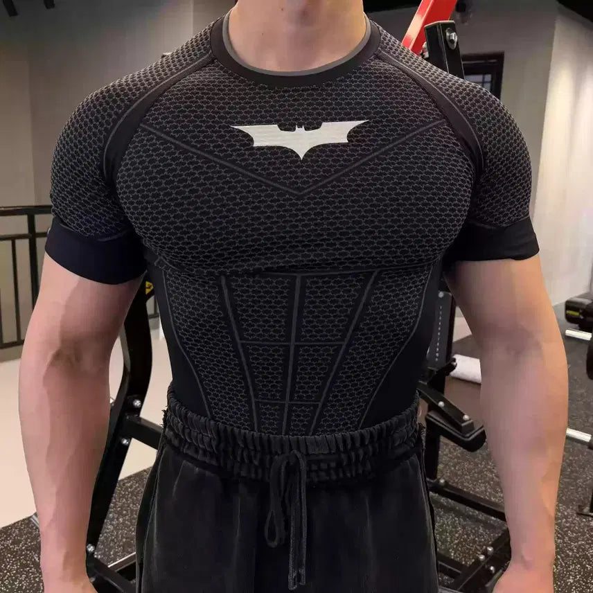 [BUNJANG] Batman YL Classic Custom Muscle Fit Gym Shirt - Black / 배트맨 YL 클래식 커스텀 헬스 머슬핏 헬스 셔츠 - 블랙