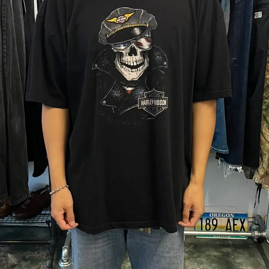 [BUNJANG] Harley-Davidson USA Hangtown Skull Graphic Short Sleeve T-Shirt (2XL) / [2XL] 할리데이비슨 USA 스컬 Hangtown 그래픽 반팔 티셔츠