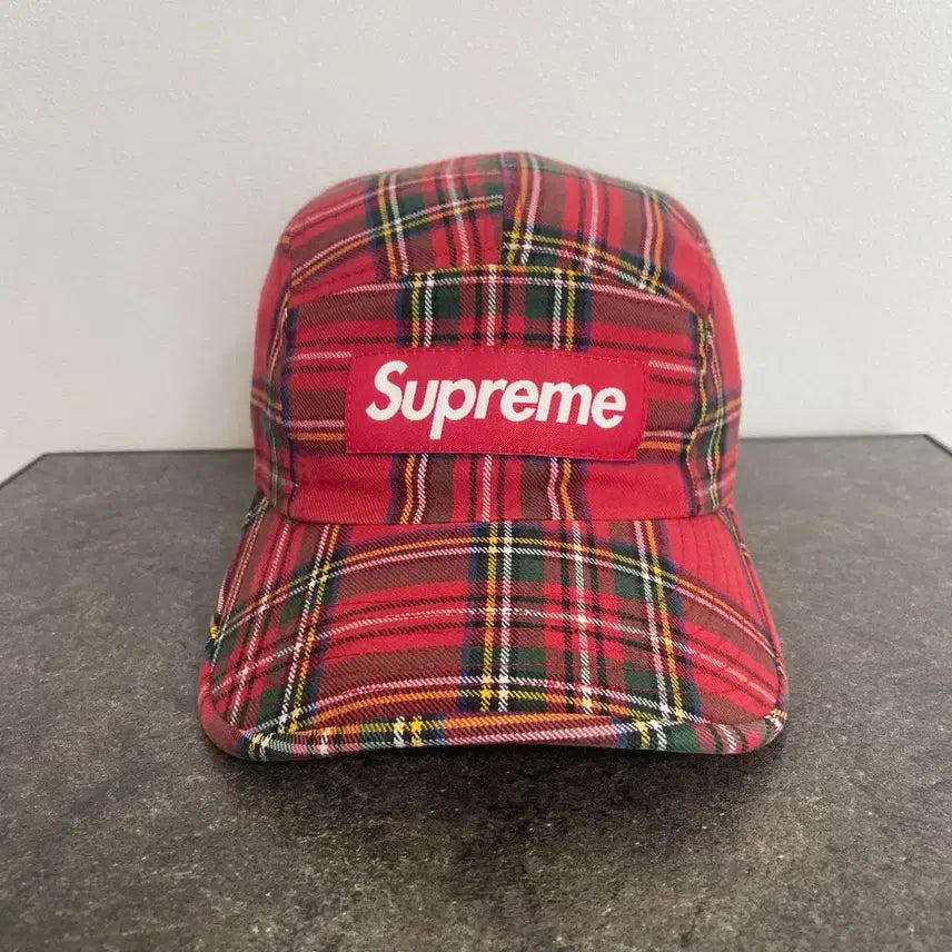 [BUNJANG] Supreme Box Logo Camp Cap 20FW Red Tartan Check / 슈프림 박스로고 캠프캡 모자 20FW 레드 타탄 체크 (One Size)