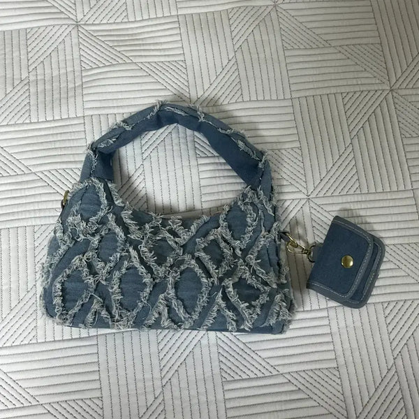 [BUNJANG] Y2K Denim Shoulder Bag with Pouch / y2k데님 숄더백