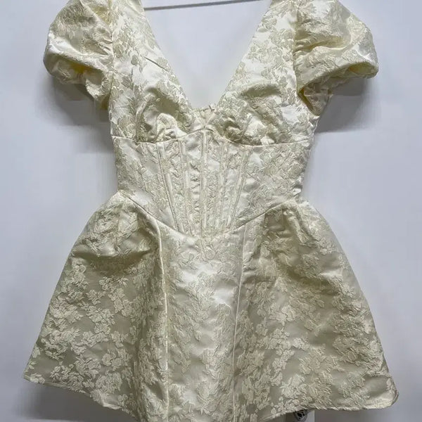 [BUNJANG] CIDER Cream Lace Puff Sleeve Mini Dress / CIDER 샵 사이다크림색 레이스 퍼프 소매 드레스