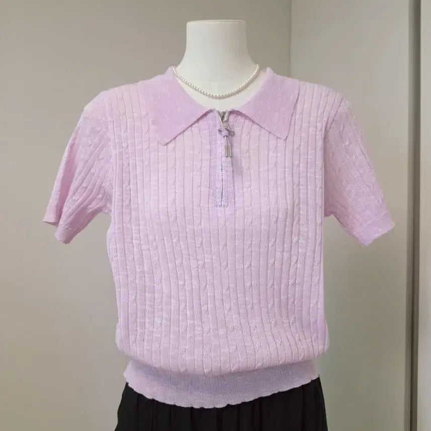 [BUNJANG] Short Sleeve Knit Lavender / 반팔 니트 라벤더색