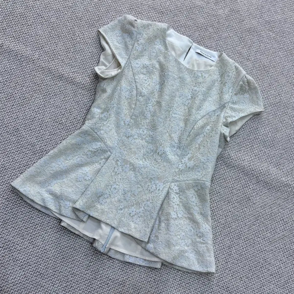 [BUNJANG] MOJO.S.FINE Women's Lace Peplum Short Sleeve Blouse / 86-167 모조에스핀 여성 레이스 페플럼 반팔 블라우스 0728E