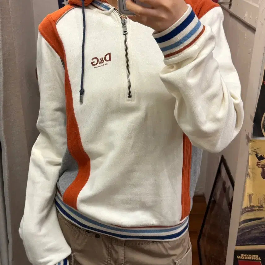 [BUNJANG] 00s D&G Dolce & Gabbana Colorblock Half Zip Hoodie / 00s D&G 돌체앤가바나 하프 집업 배색 후디