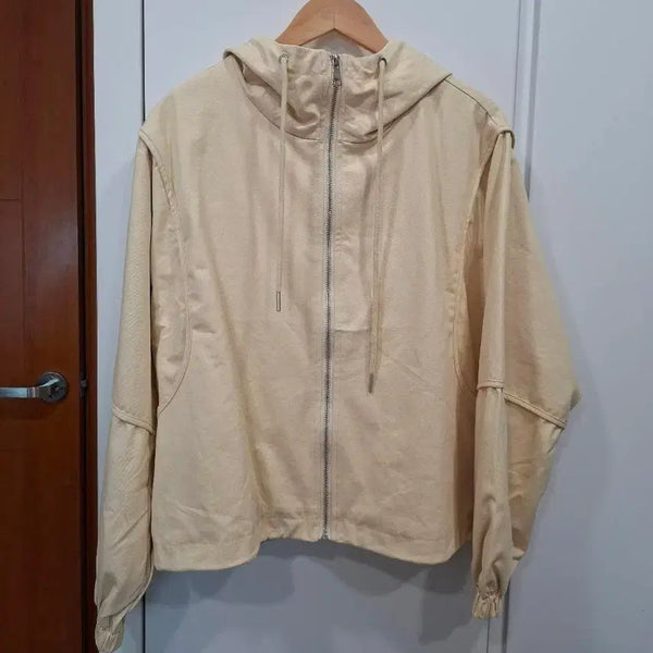 [BUNJANG] Unisex Yellow Hooded Zip-Up Jacket (New with Minor Imperfection) / 남녀공용 후드 집업 자켓 옐로우(새상품/미세이염)