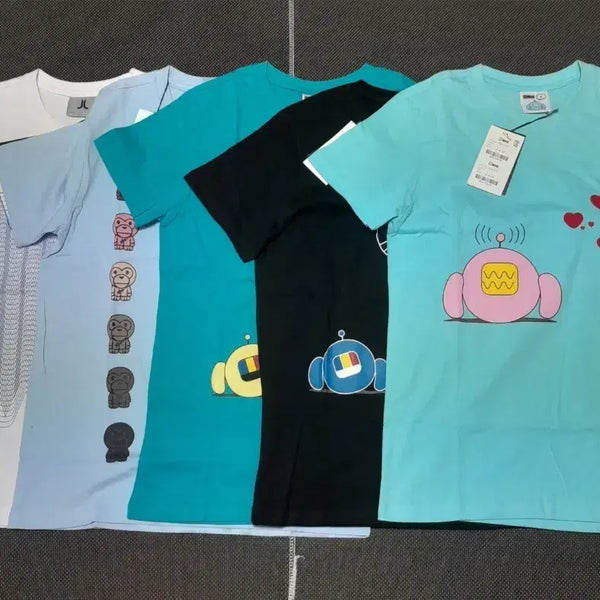[BUNJANG] Unisex Premium Cotton T-Shirt Bundle Set / [새상품]남녀공용 고급 면티5종(일괄판매)
