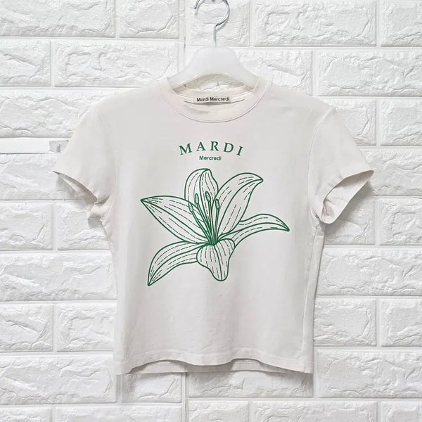 [BUNJANG] Mardi Mercredi White Cropped T-Shirt / S 마르디메크르디 화이트 크롭 반팔티 E365