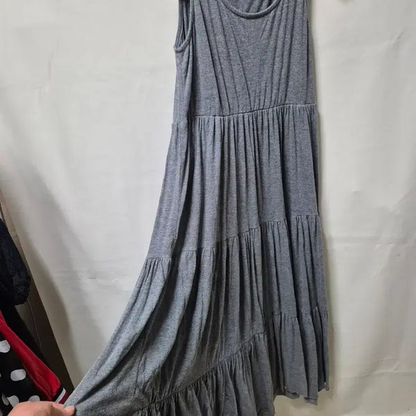 [BUNJANG] IFNO Sleeveless Flare Long Dress Gray / 이프노 민소매 플레어 롱 원피스 그레이