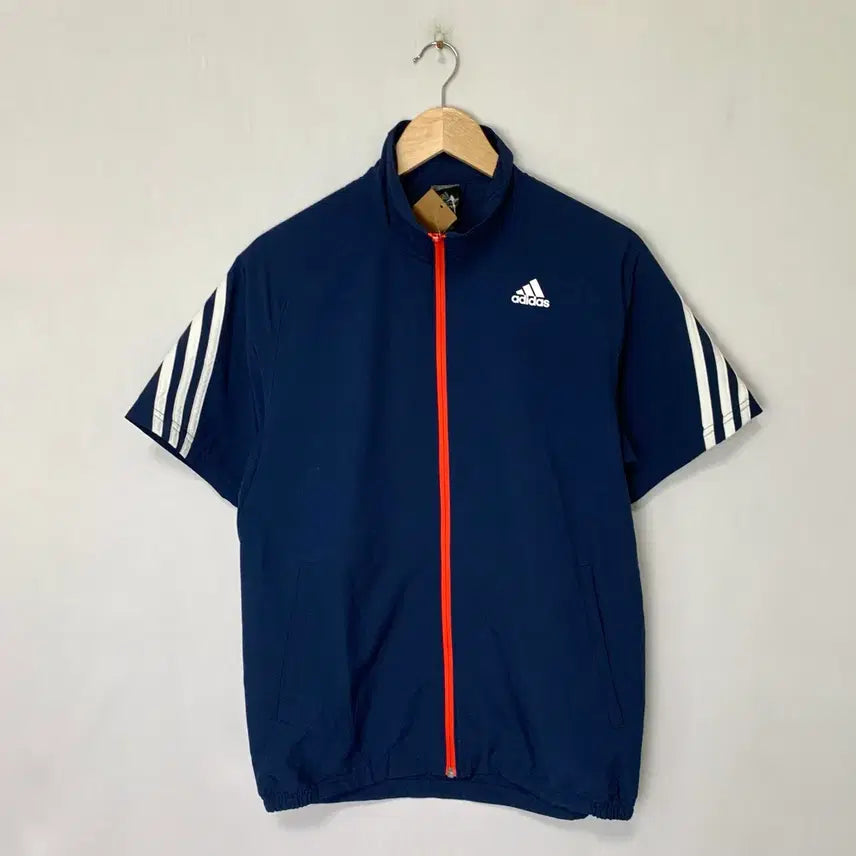 [BUNJANG] Adidas Track Mesh Half-Sleeve Zip-Up Jersey Training Uniform Navy M / 아디다스 반팔 트랙 메쉬 져지 집업 네이비 트레이닝 유니폼 M