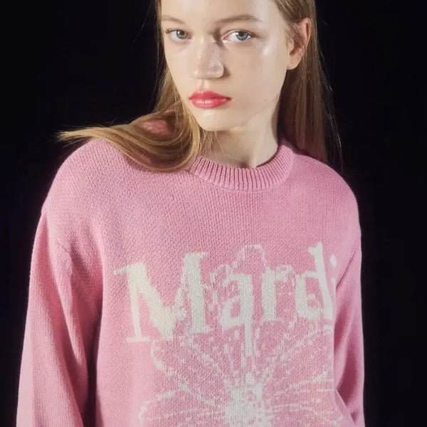 [BUNJANG] Mardi Mercredi Cotton Pullover Knit Pink Ivory / 마르디 메크르디 코튼 풀오버 니트 핑크아이보리
