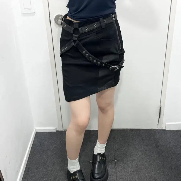 [BUNJANG] PUNK RAVE Y2K Harness Skirt / PUNK RAVE 펑크 y2k 하네스 스커트 치마