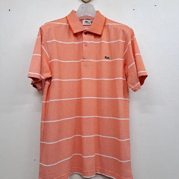 [BUNJANG] Lacoste Collar T-Shirt L Orange White Stripe Unused / 라코스테칼라티셔츠L미사용