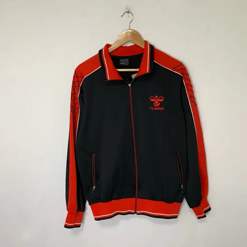 [BUNJANG] Hummel Back Logo Track Top Jersey Zip-up XL Unisex Black Red Old School / 험멜 백로고 트랙탑 져지 집업 XL 남녀공용 블랙 레드 올드스쿨