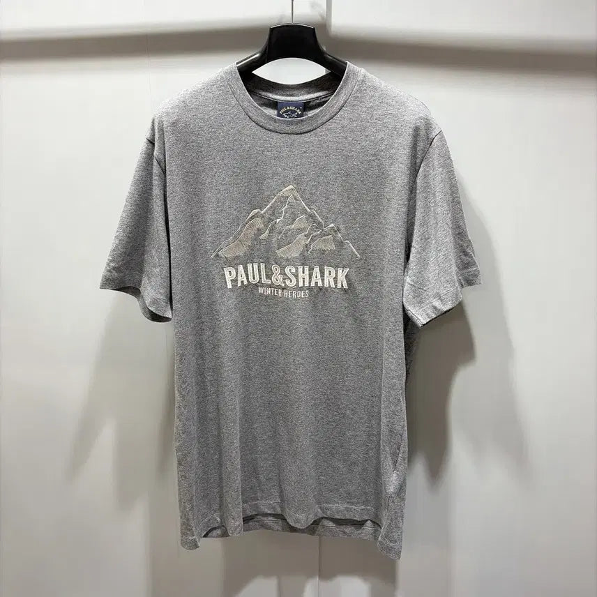 [BUNJANG] Paul & Shark Men's Embroidered Logo T-Shirt - Grey / (정품/새상품) 폴앤샤크 남성 그레이 자수 로고 티셔츠