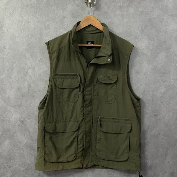 [BUNJANG] High Class Men's Khaki Pocket Vest Size 105 / 하이클래스 카키색 조끼 남성 포켓 조끼 105사이즈