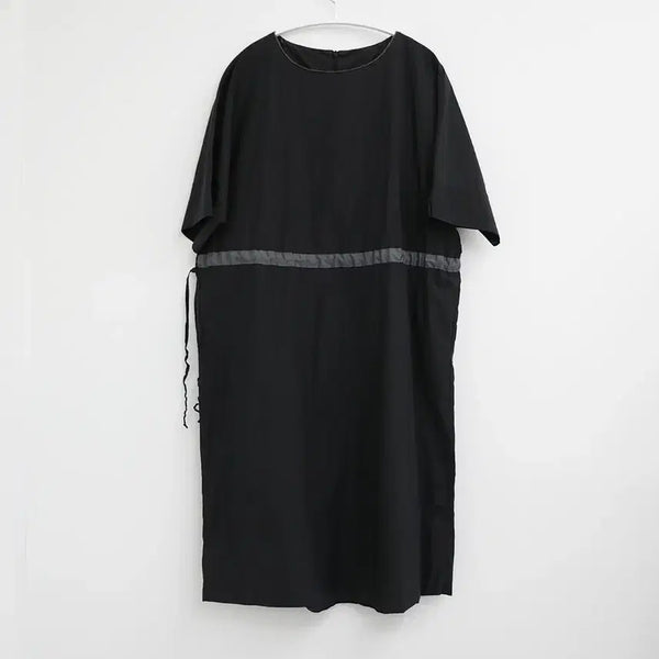 [BUNJANG] Black Shirring Detail Short Sleeve Mini Dress / 블랙 셔링 포인트 바스락 반팔 미니 원피스