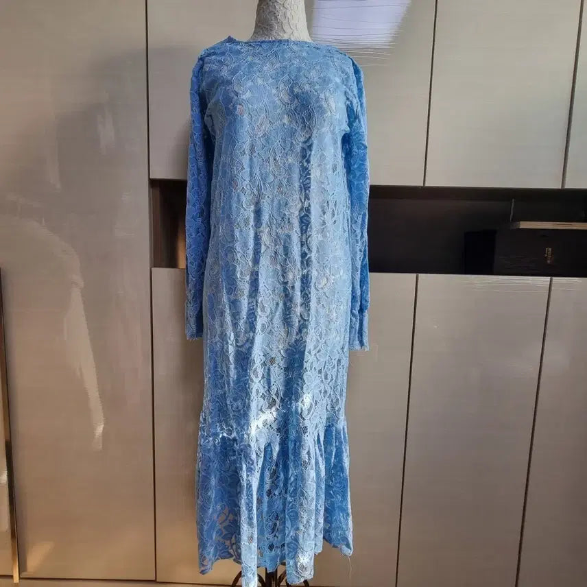 [BUNJANG] NADA Sky Blue Lace Long Dress Size S / 새상품)NADA 하늘색 레이스 롱 원피스 S사이즈