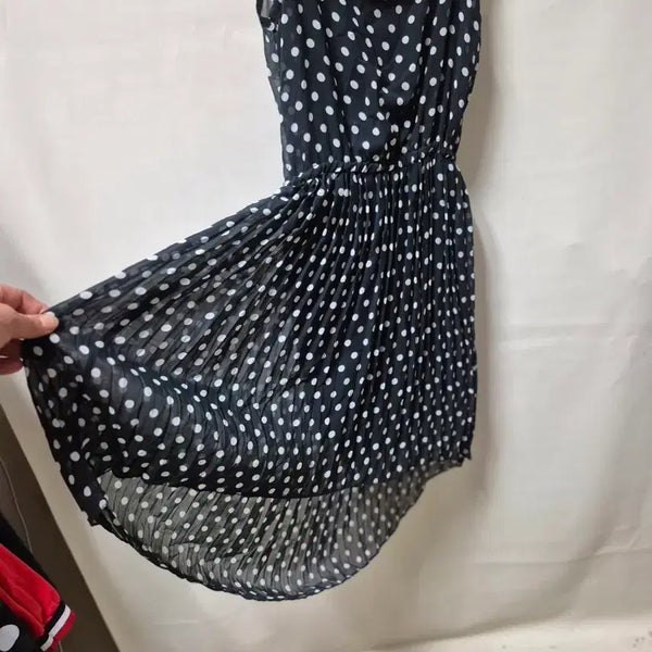 [BUNJANG] Polka Dot Chiffon Flare Dress with Inner Camisole Dress / 땡땡이 쉬폰 플레어 원피스 안에 나시 원피스 한개 켵쳐입금