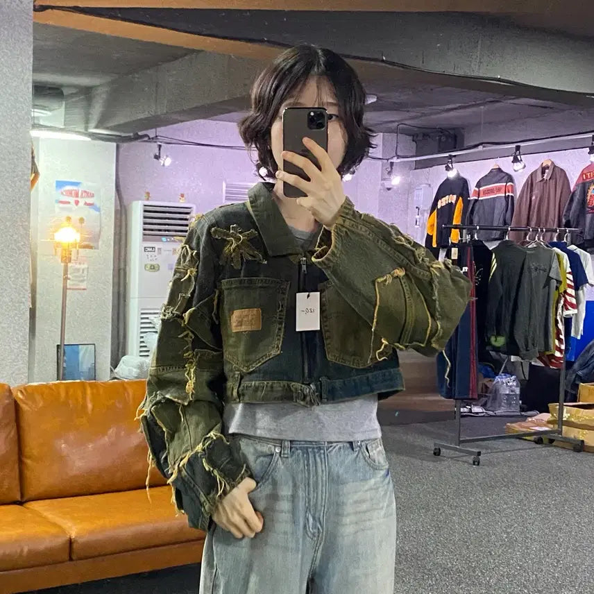 [BUNJANG] Levi's Remake Detroit Cropped Denim Jacket / 리바이스 리메이크 디트로이트 크롭 데님자켓 B5531