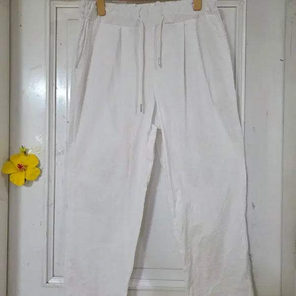 [BUNJANG] Women's Cotton Spandex Baggy Pants / 여름 시원한 고급스러운 핏이이쁜  밴딩  면 스판 베기통바지  깨끗해요