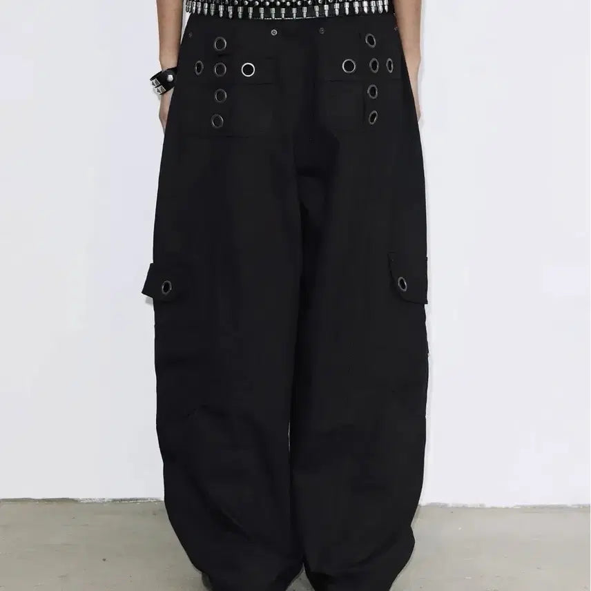 [BUNJANG] Fancy Club Cross Pocket Black Cargo Pants / 팬시클럽 크로스 포켓블랙 검정 팬츠 바지 카고 십자가 y2k
