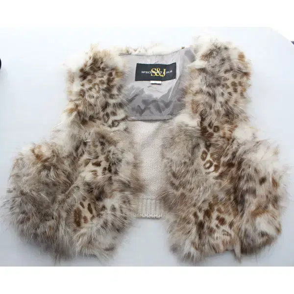 [BUNJANG] S&J Women's 55 Fur Knit Crop Vest / S&J 스페셜리스트 퍼  B6104 여성55 퍼 니트 크롭 조끼 구스몰