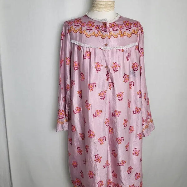 [BUNJANG] European Vintage Floral Pastel Night Long Dress Pajamas / 유럽 빈티지 플라워 파스텔 나이트 롱 원피스 파자마 나이트 드레스