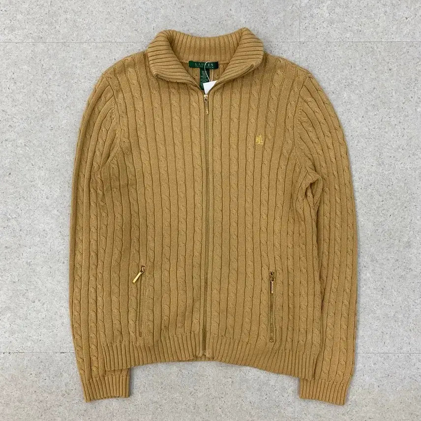 [BUNJANG] Lauren Ralph Lauren Cable Knit Zip-Up Sweater M / 로렌 랄프로렌 꽈배기 니트집업
