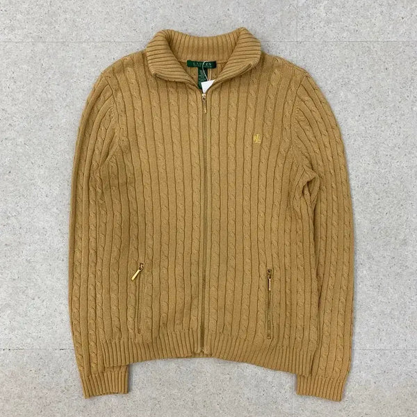 [BUNJANG] Lauren Ralph Lauren Cable Knit Zip-Up Sweater M / 로렌 랄프로렌 꽈배기 니트집업