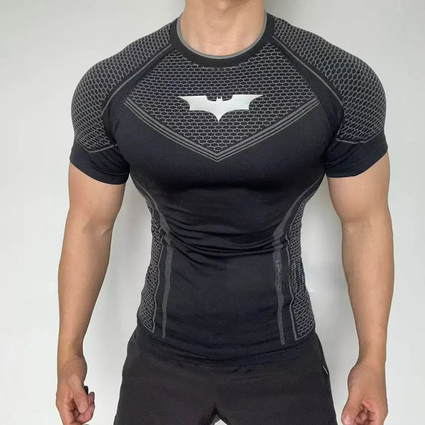 [BUNJANG] Batman Custom Muscle Fit Gym Shirt - Black / 배트맨 YL 커스텀 헬스 머슬핏 헬스 셔츠 - 블랙