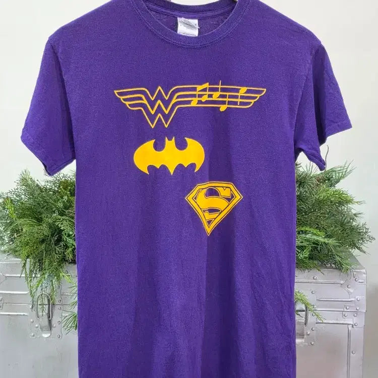 [BUNJANG] DC Comics Superhero Logo (Wonder Woman/Batman/Superman) Purple T-Shirt / [S] DC 슈퍼히어로 로고(원더우먼/배트맨/슈퍼맨) 퍼플 반팔 티셔츠