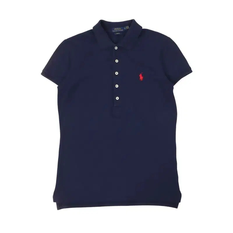 [BUNJANG] Polo Ralph Lauren Women's Navy Slim Fit Polo T-Shirt / 폴로 랄프로렌 우먼스 네이비 슬림 폴로 티셔츠