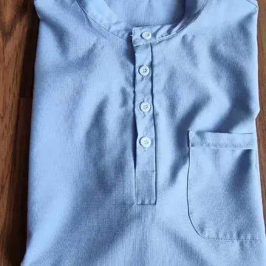 [BUNJANG] Light Blue Henly Neck Shirt / 하늘색 헨리넥 셔츠