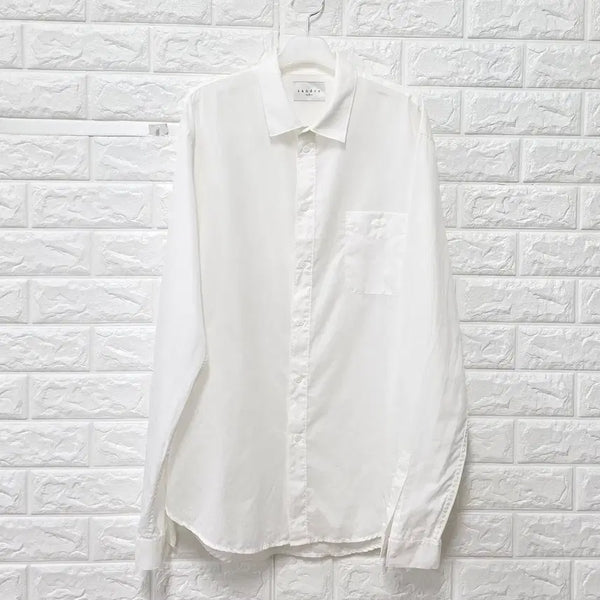 [BUNJANG] Sandro Homme White Linen Shirt / L 산드로옴므 SANDRO 화이트 린넨 마 셔츠 남방 E379