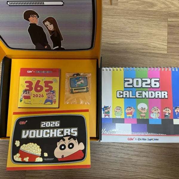 [BUNJANG] Crayon Shin-chan CGV 2026 Calendar with Coupon / [단순개봉 쿠폰0] 짱구는못말려 cgv 2026 캘린더 달력 쿠폰 포함