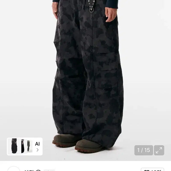 [BUNJANG] AKAM Knee Pintuck Camouflage Twill Pants (Black) / 아캄 knee pin-tuck camouflage twill pants (black)