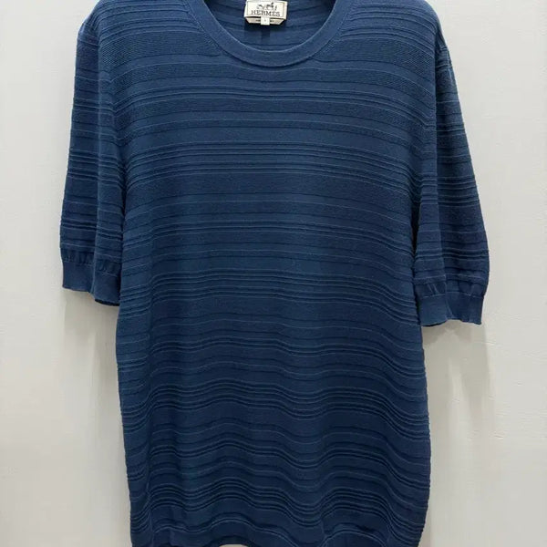 [BUNJANG] Hermes Navy Knit T-Shirt / 에르메스 네이비 니트반팔