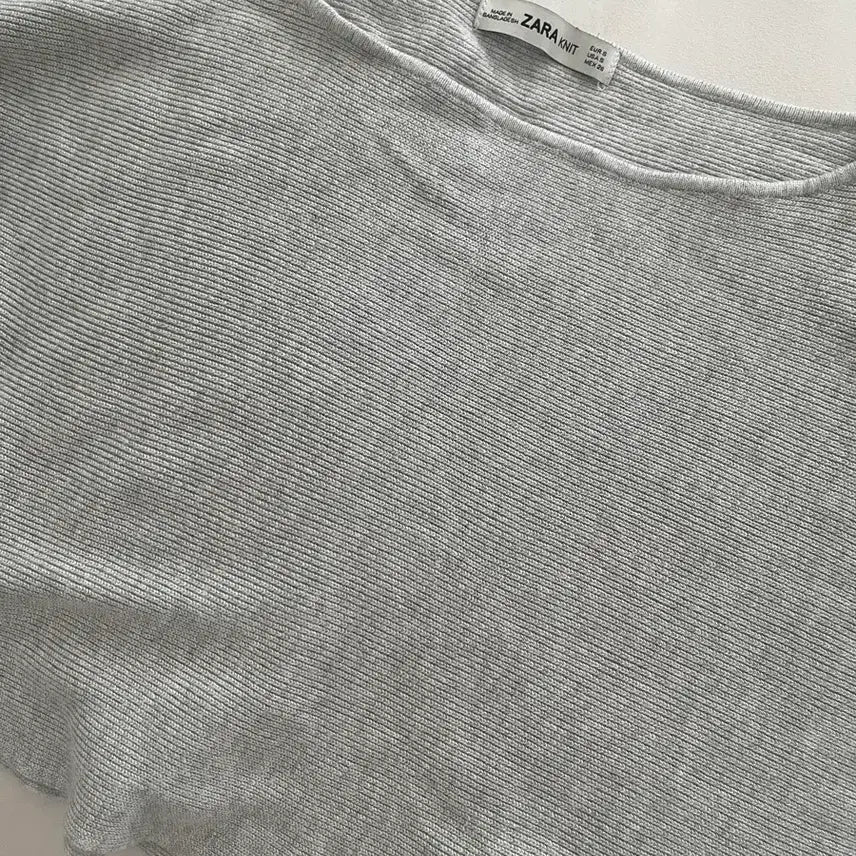 [BUNJANG] ZARA KNIT Grey Ribbon Sleeve Knit Sweater / ZARA KNIT 그레이 리본 소매 니트