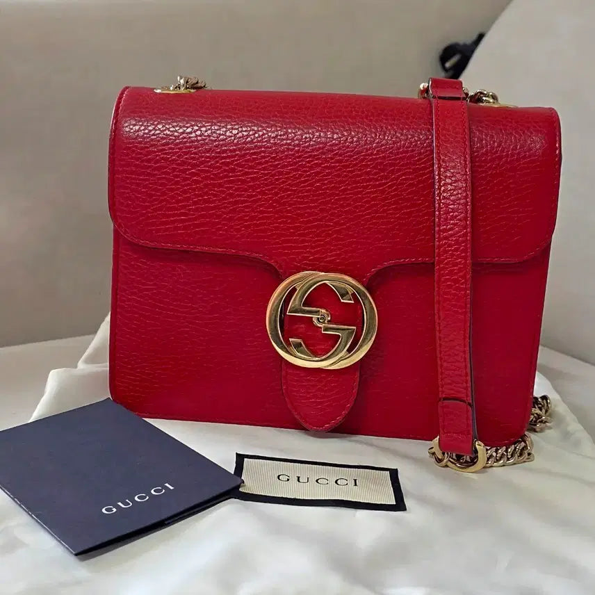 [BUNJANG] Gucci Interlocking G Small Shoulder Bag Red / 구찌 인터로킹 G 스몰 레드 숄더백 (정품/무료배송)