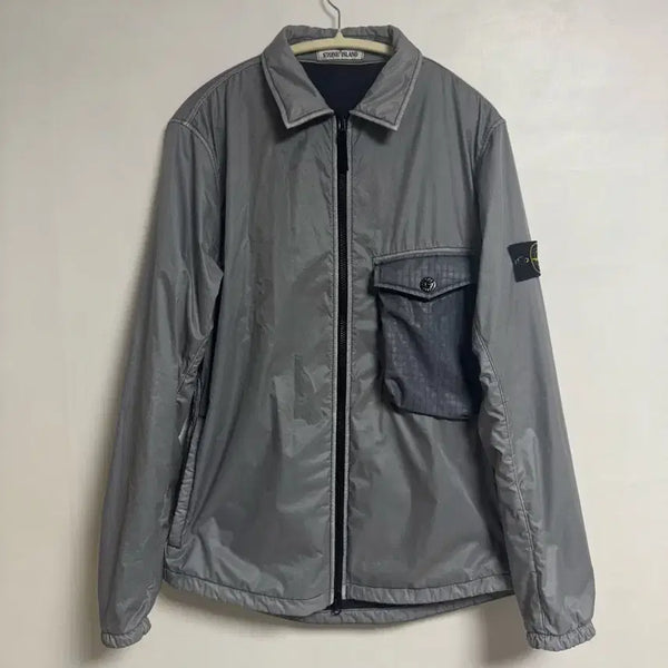 [BUNJANG] Stone Island Lamiflock Nylon Windbreaker Grey / 스톤아일랜드 라미플록 나일론 바람막이