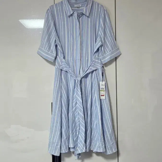 [BUNJANG] Calvin Klein Striped Shirt Dress / 캘빈클라인 스트라이프 셔츠 원피스